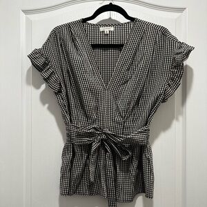 Max Studio Black and White Checkered Blouse